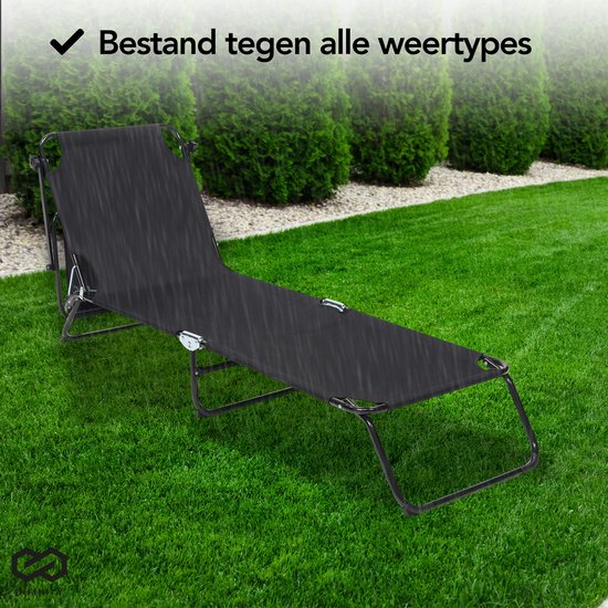 Infinity Goods Liege mit Sonnenschirm - klappbar - Sonnenbank - Liege - verstellbar - verstellbar - Garten - wetterfest - Schwarz