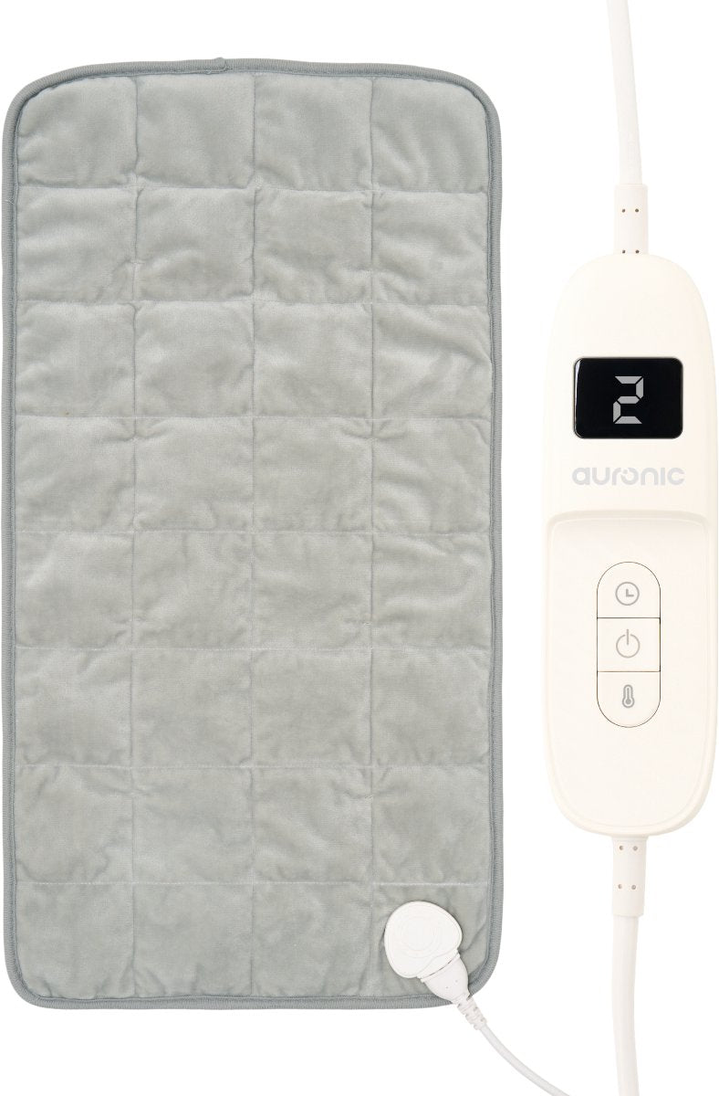 Auronic Gewichtetes Heizkissen XXL – 9 Heizstufen – Timer – 60 x 30 cm – 1,3 kg – Grau