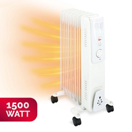 alpina Elektro-Ã–lradiator - Heizgerät mit Thermostat - Elektroheizung - Zusatzheizung - 1500W - Weiß