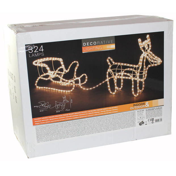 Generische Weihnachtsbeleuchtung Rentier mit Schlitten - Warmweiß