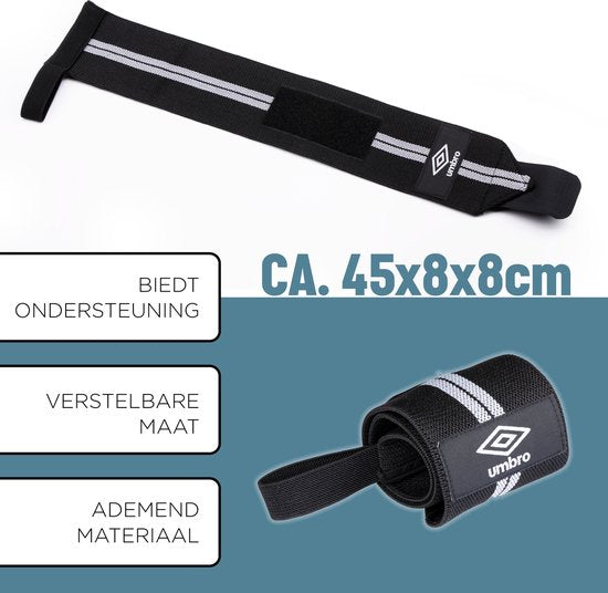 Umbro Armbänder - 2 Stück - Für Fitness, Crossfit und Krafttraining - Weiß/Schwarz