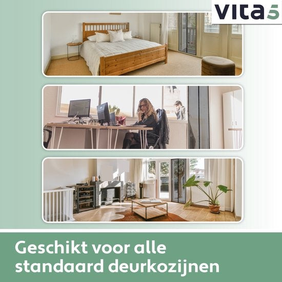 Vita5 Magnetischer Fliegenvorhang 90x210 cm - Magnetischer Türvorhang Schwarz - Türvorhang Kunststoff für Fliegen - Horn Tür