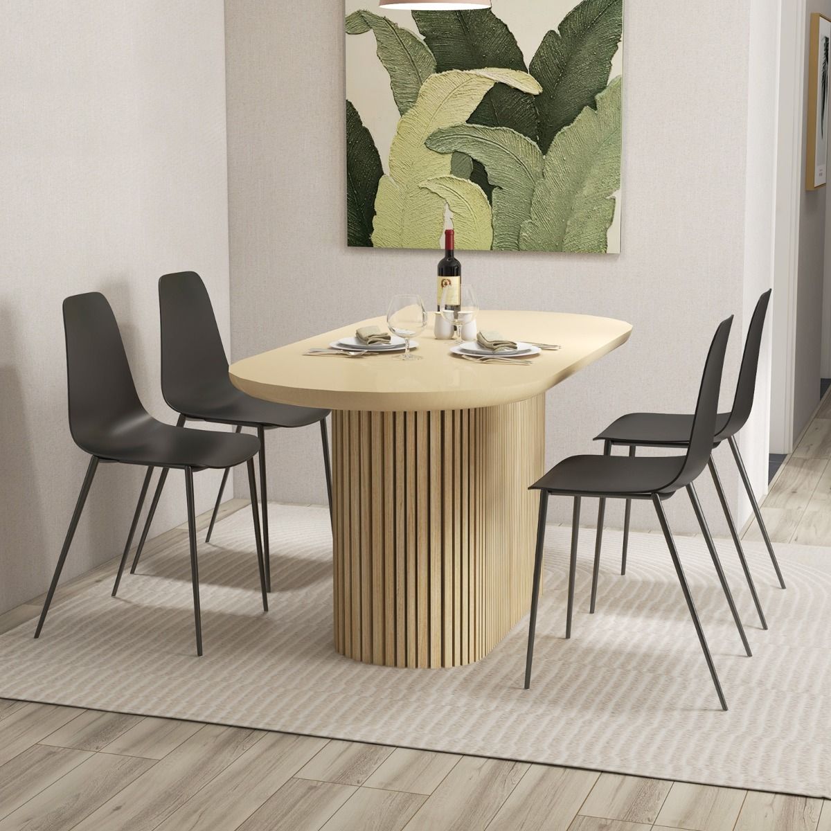 Coast 4er Set Moderne Esszimmerstühle Schwarz 52,5 x 48,5 x 88 cm - Stabile Freizeitstühle mit Metallbeinen