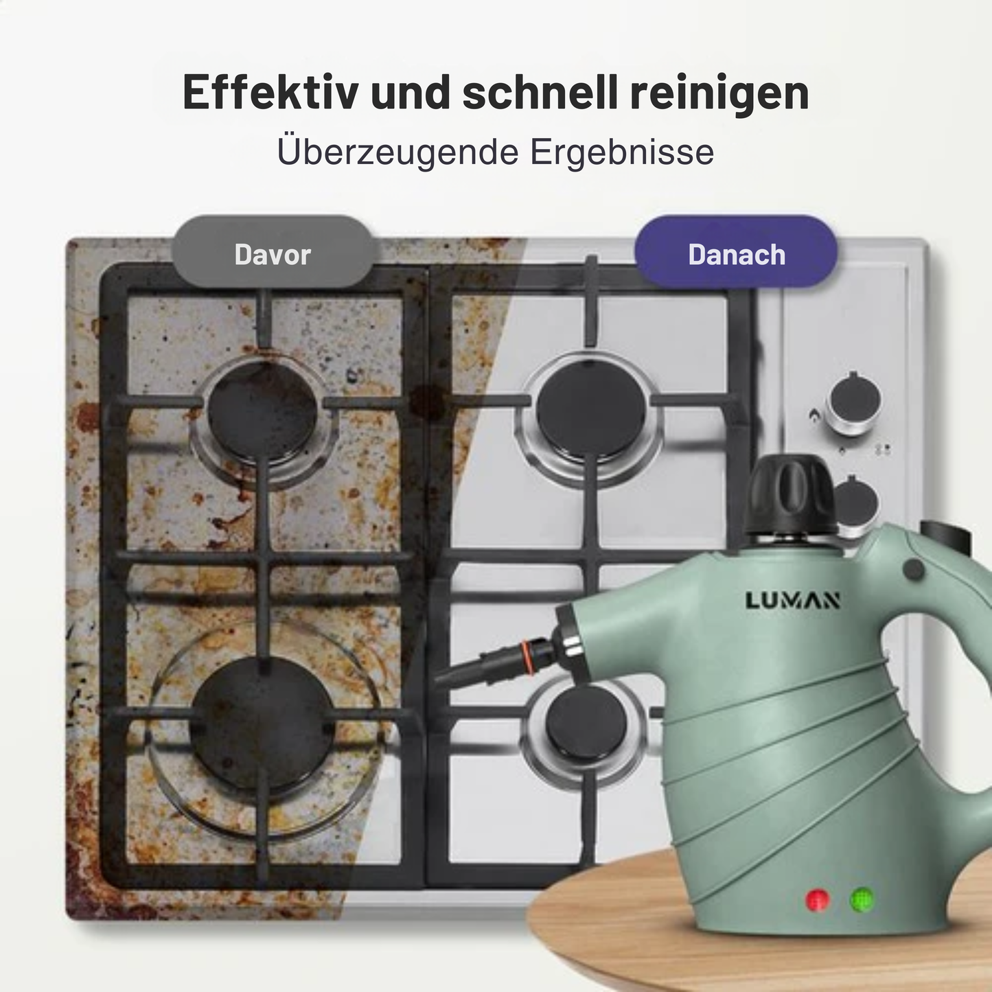 LUMAN 16-in-1 Dampfreiniger C1 - Handdampfreiniger - Fleckenreiniger - 1050 Watt - 450 ML - Grün