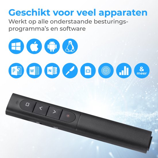 Nuvance - Presentation Clicker - Kabelloser Presenter für Präsentationen - USB Powerpoint-Fernbedienung mit Laserpointer - Schwarz