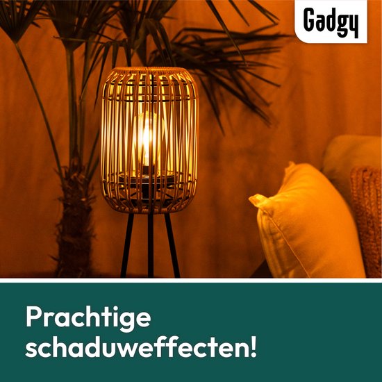 Gadgy Solar Gartenleuchten Stehlampe Terrasse - Außenlampe Solarenergie Balkon & Garten - Stativ Gartenleuchte Led Outdoor mit USB Anschluss - Solar Gartenleuchten - Laterne für Außenbeleuchtung - Gartenleuchten - Rattan