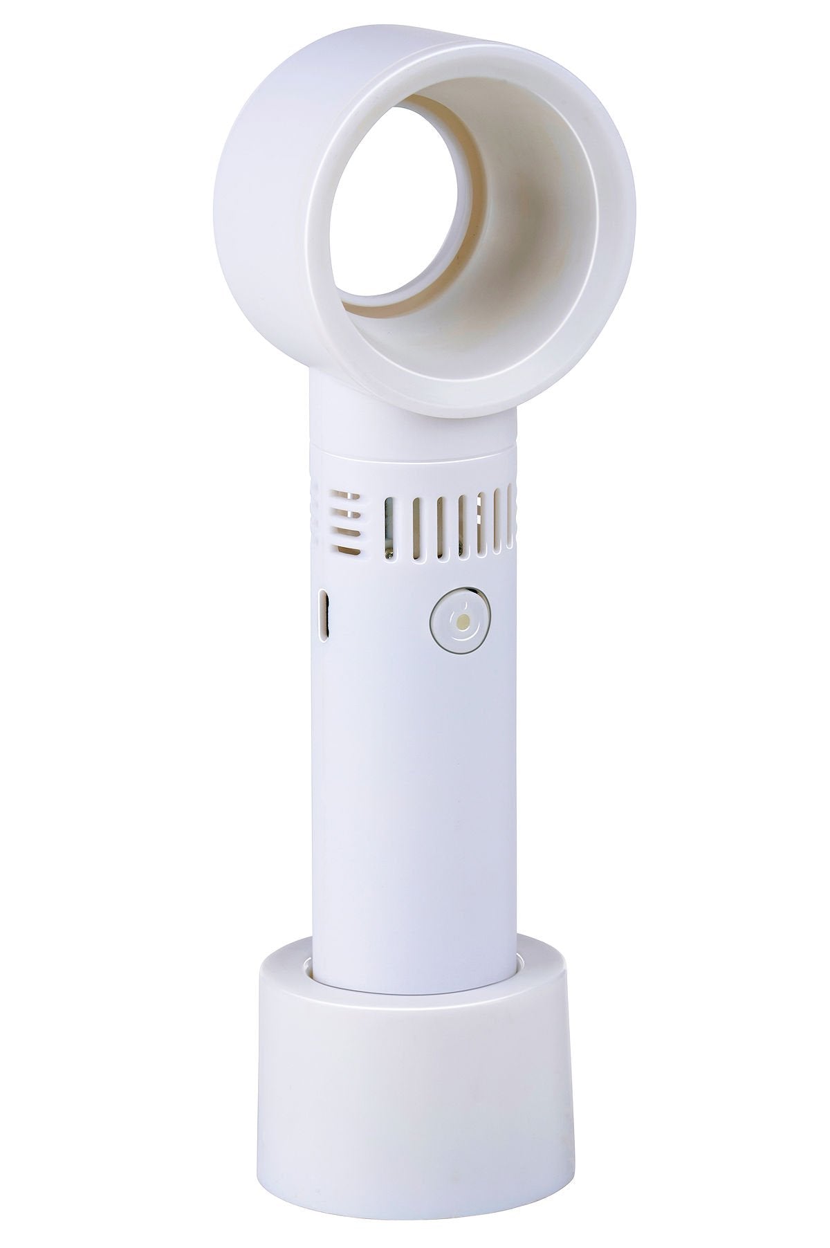 Lifetime Fan Tragbarer blattloser USB-Handventilator in Weiß – Mit drei einstellbaren Geschwindigkeitsstufen, blattlosem Design und leisem Betrieb – Für Reisen und das Büro – Weißer Kunststoff – 22 cm