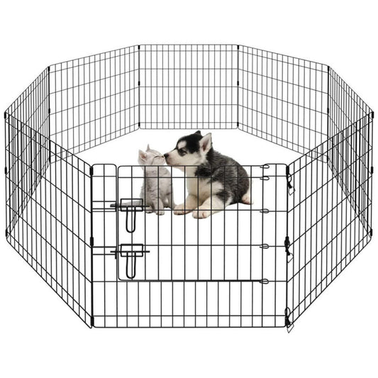 Ceruzo Welpenauslauf - faltbar - mit Tür - 8 Paneele 60×60 cm - 480 cm Umfang