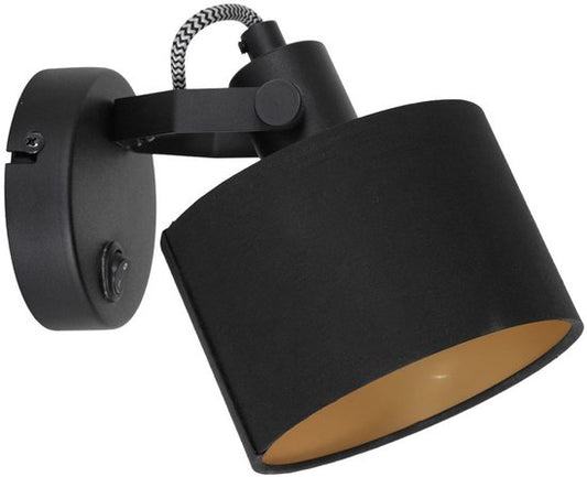 1 Spotlampe Ornoir 3333ZW, schwarz mit goldfarbenem Lampenschirm – dreh- und neigbar – Metall und Textil – Mexlite – modern – für den Innenbereich