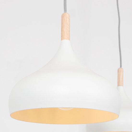 Mexlite - Hängeleuchte - Bjorr - weiß - Holz Metall - große Esstischlampe - E27 - 3099W