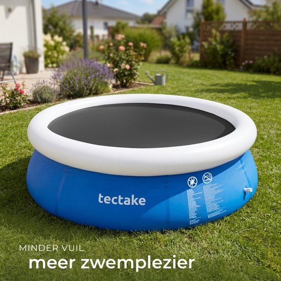 tectake® Schwimmbad-Abdeckplane – Rund, Ø 381 cm – Noppenfolie – Schwimmbadabdeckung – Sonnenfolie – Wärmefolie – Schwimmbadheizung – Selbstschwimmend – Auf Maß zuschneidbar – Schwarz
