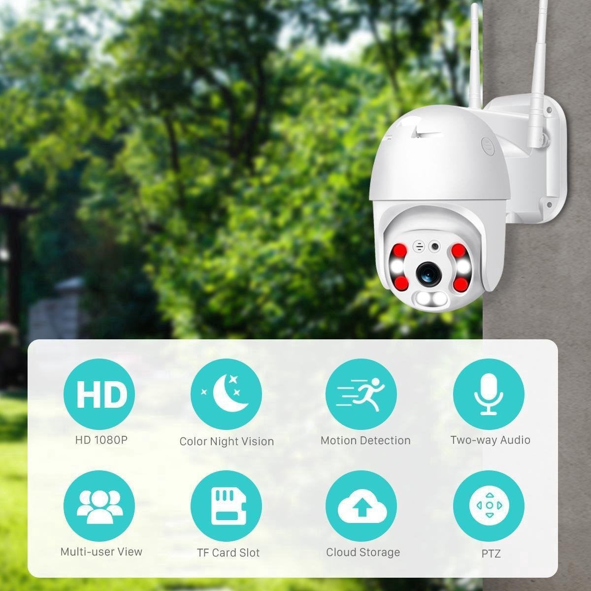 Fuegobird Wifi Smart Wasserdicht IP66 IP Kamera - Outdoor - Drehen und Neigen - Unterstützung 2.4G/5G WIFI - 1080P - PTZ IP Kamera