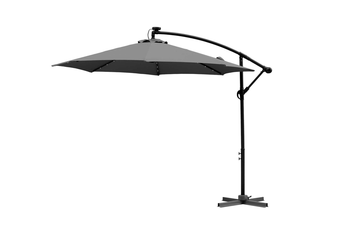Feelfurniture Toscano Schwebeparasol Dunkelgrau – Banana Parasol mit LED-Beleuchtung und Schutzhülle – Ø 300 cm
