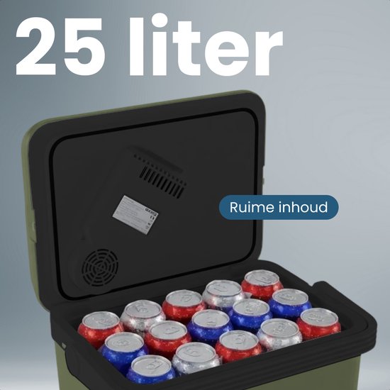 Auronic Coolbox Electric 12V und 230V - 25L - Camping-Kühlschrank - Auto - Kühlung und Heizung - Kühlbox - Grün