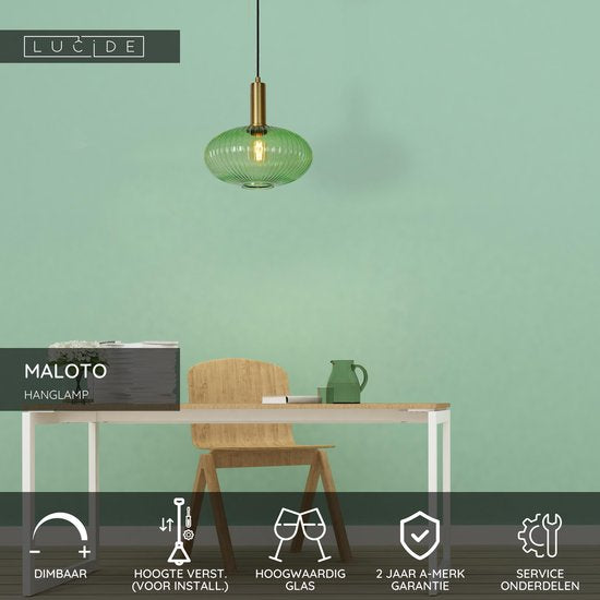 Lucide MALOTO – Hängeleuchte – Ø 30 cm – 1xE27 – Grün