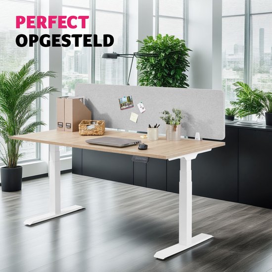 tectake Schreibtisch-Trennwand Noisy - Mit schallabsorbierendem PET-Kern - Inklusive 2 Befestigungsclips - Größe (LxB) 160 x 40 cm - Grau