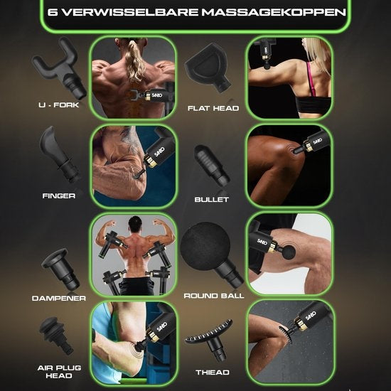 Sanbo Massagepistole Elite - Sport- und Entspannungsmassage - Schwarz/Gold - Professionelle 30 Stufen - Inklusive Etui - Inklusive APP - Massagepistole - Massagegerät - Fitness