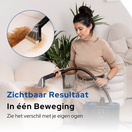 Qclean® Teppichreiniger – 4-in-1-Fleckenentferner & Dampfreiniger – 105 °C Dampf – Polsterreiniger – Selbstreinigend – inkl. Reinigungsmittel
