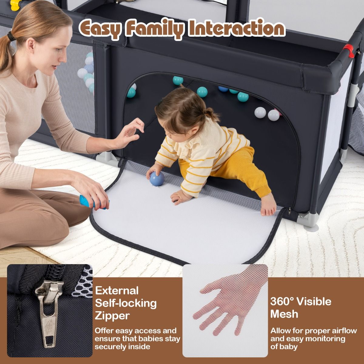 Coast Babybox mit Basketballkorb und Fußballtor – inklusive Bälle und Tragetasche – dunkelgrau 188 x 157 cm