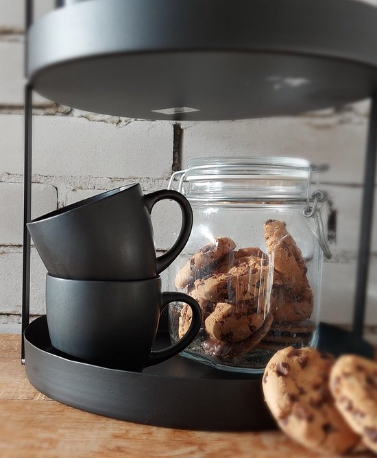 Mica Decorations Etagere 2 Schichten - H41 x Ø25 cm - Metall - Schwarz