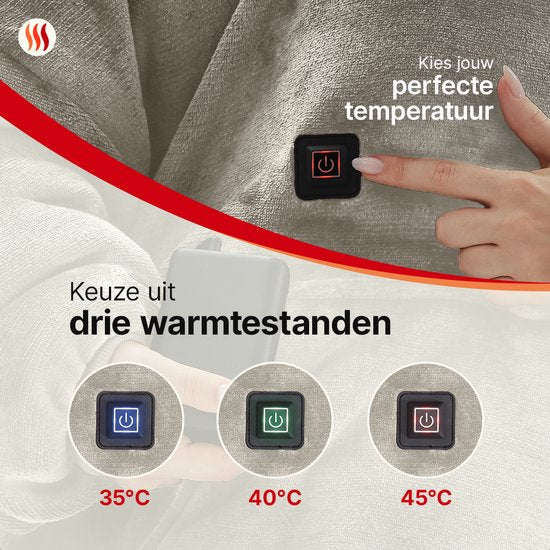 Seranova Heizdecke mit Kapuze - Electric Snuggle Hoodie - Fleecedecke mit Ärmeln - Unisex-Heizpulli - Weich & Warm - Beige