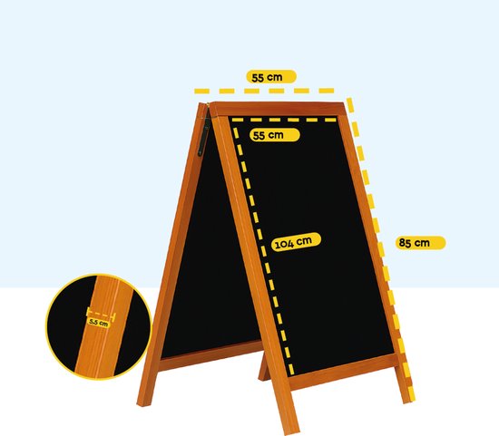 BRASQ Kreidetafel Mahagoni – 55 × 85 cm – Kreidetafel – Werbetafel – Straßentafel – beidseitig beschreibbar – für den Innen- und Außenbereich – Gastronomie