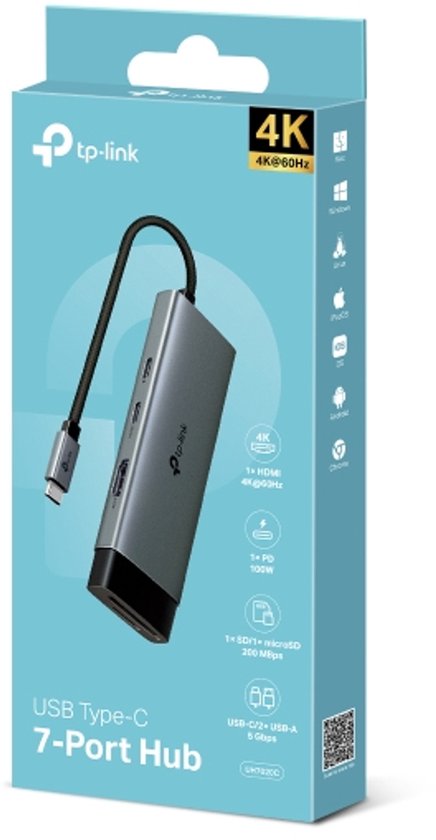 TP-Link UH7020C USB-3.2-Gen-1-Hub (3.1 Gen 1) Typ C, 5000 Mbit/s