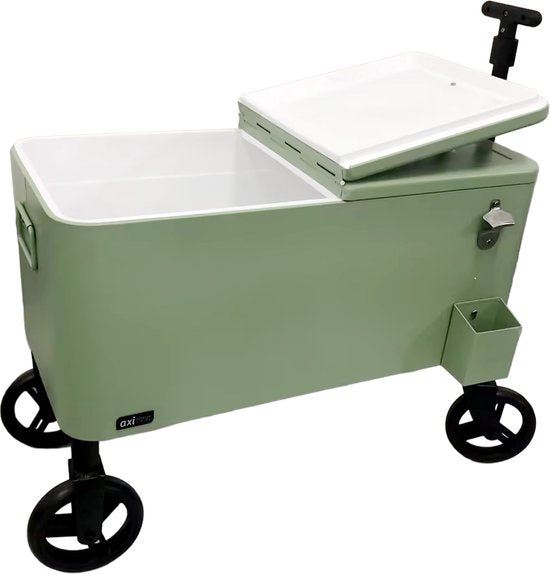 AXI Cooler Go Handwagen in Grün – Handwagen – Kühlbox mit Rädern – 76 l Fassungsvermögen – Kühlbox mit Ablasshahn