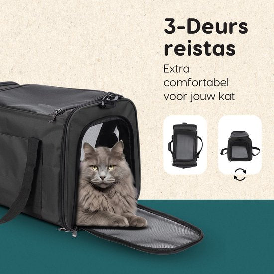 Volcan Travel Bag Cat - Reisekorb - Tragetasche Katzen - Transportbox mit Toplader - Tragekorb Anthrazit