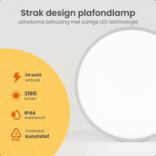 Goliving Deckenleuchte - Deckenleuchte - Led - Extra dünn - Warmweißes Licht - Schlafzimmer - Badezimmer - Wohnzimmer - Ã˜ 30cm - Schwarz