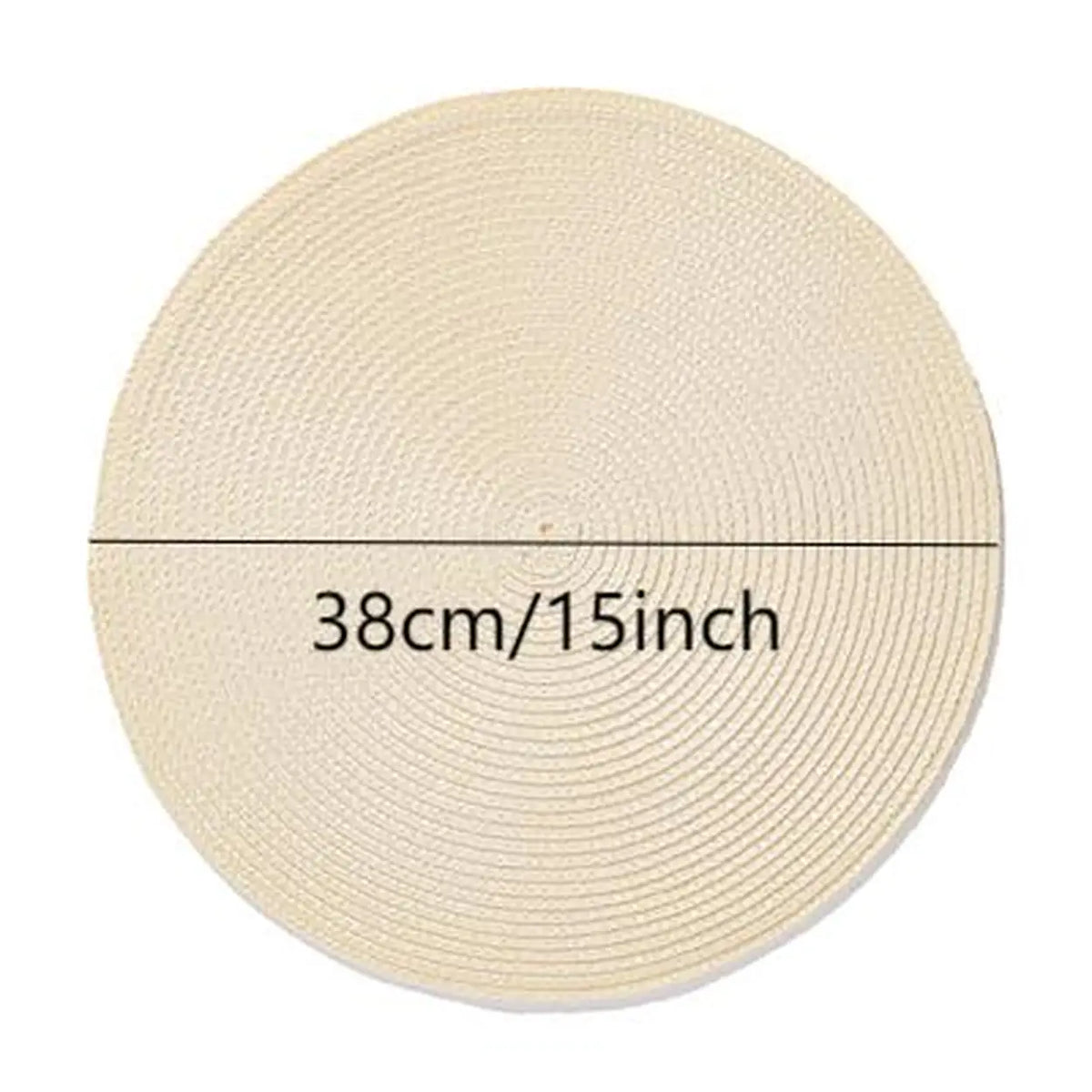 Runde, geflochtene Tischsets – 6er-Set – waschbar – Ø 38,1 cm – beige