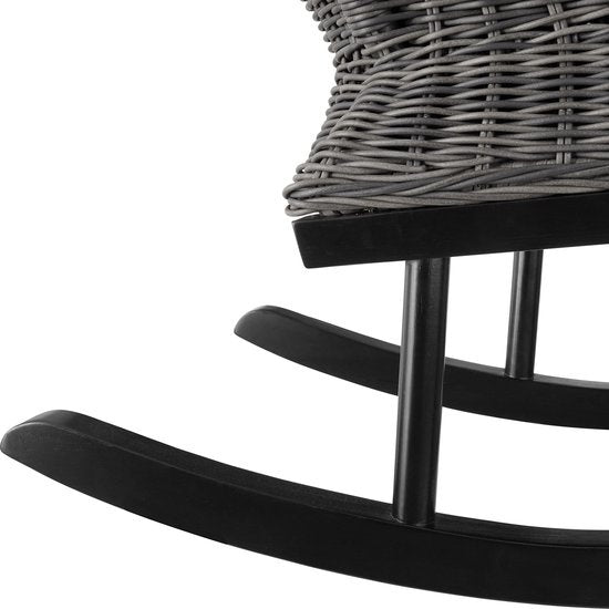 tectake - Flechtschaukelstuhl Rovigo mit Hocker Vibo - grau - Poly-Rattan