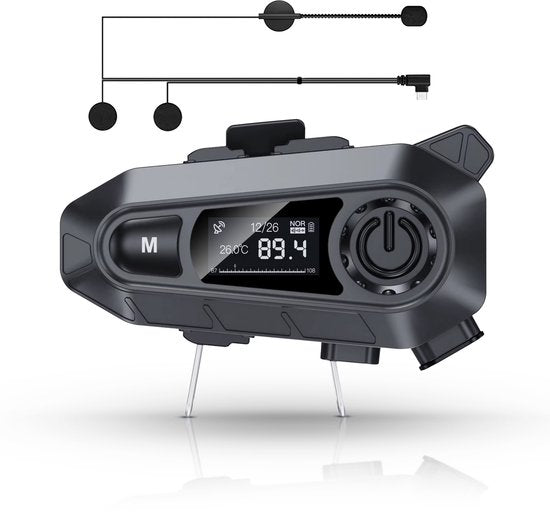 Tech Essentials - R500 - Motorradhelm-Headset - Mit Bluetooth 5.4 - Gegensprechanlage - Radio - Hartes Mikrofon