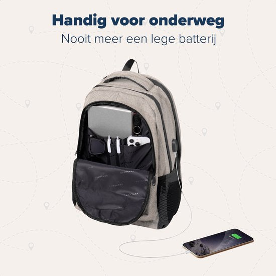 TRVLMORE Rucksack mit Lifetime - Rucksack mit 17-Zoll-Laptop-Fach - Schultasche - spritzwassergeschützt - Männer und Frauen - Jungen und Mädchen - 36L - Champagner