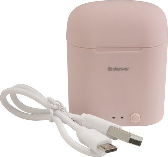 Denver TWE-46 - Ohrhörer - Drahtlos - Drahtlose Ohrhörer - Bluetooth - mit Ladebox - Freisprecheinrichtung - Sport - Headset - In-Ear - Bluetooth 5.0 - Pink