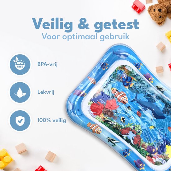Spoused Wasser Spielmatte - Wasser-Matte - Spielmatte Baby - Tummy Time - Luxus-Geschenk-Box