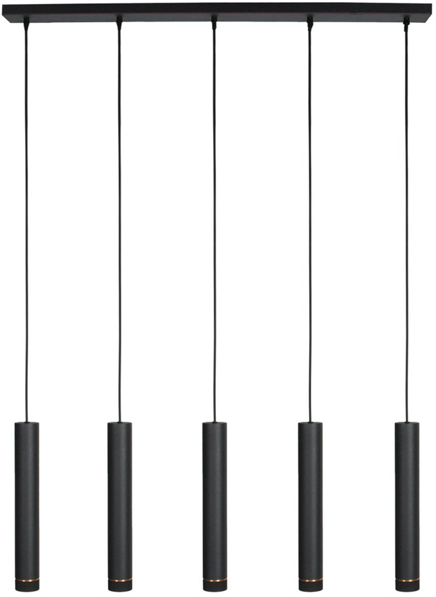 Mexlite Pendelleuchte DownLume - 5-flammig - Schwarzes Metall - Große Esstischlampe - GU10 - Modernes Design