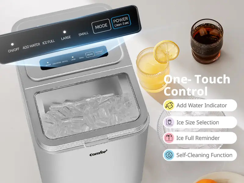 Comfee' Eiswürfelmaschine Grau – 12 kg/24 Std. – Eis in 6 Minuten – Selbstreinigend