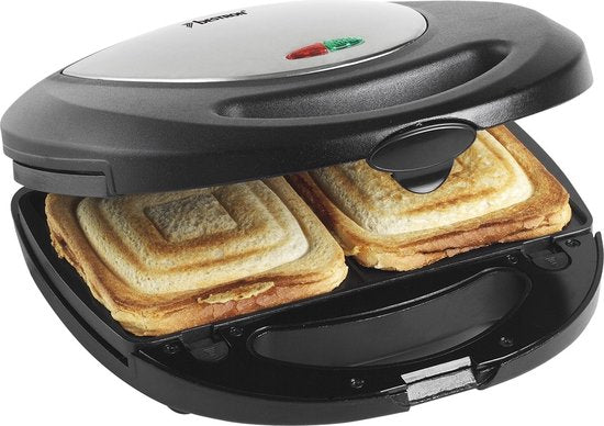 Bestron Sandwichtoaster – ASM8010 – 760 W – 3-in-1: Sandwiches, Waffeln und Grillgerichte – Antihaftbeschichtung – Grau – 5 Jahre Garantie