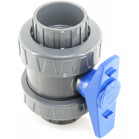 Fitt PVC-Kugelhahn für Schwimmbäder – 63 mm – blauer Griff