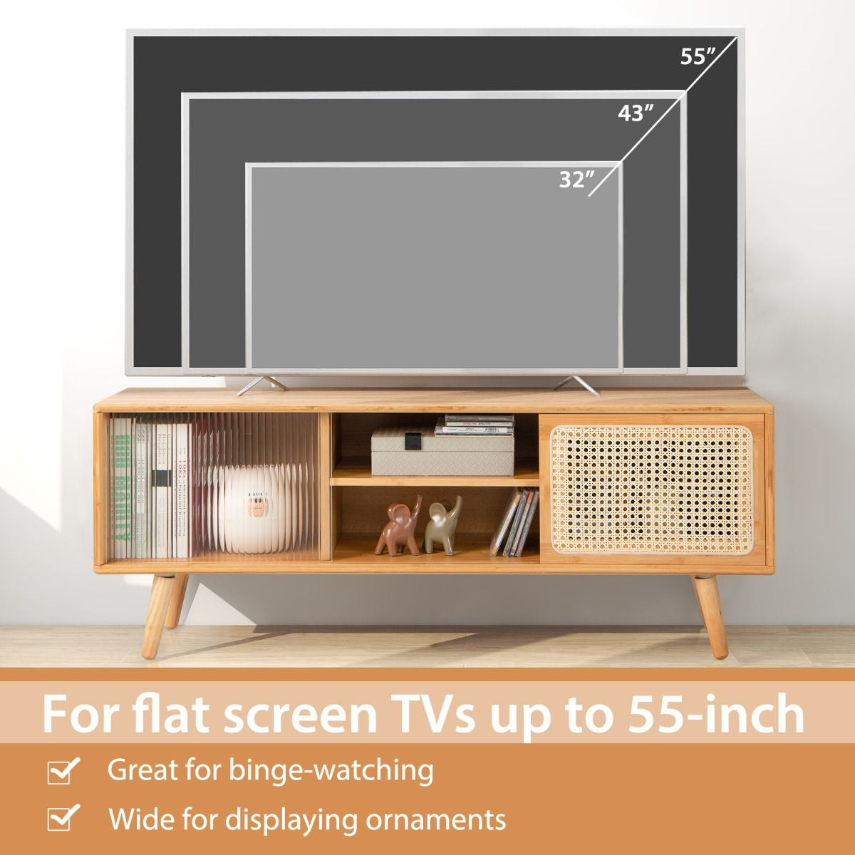 Coast TV-Schrank - Max. 100 kg - Bambus - 121 x 26 x 46 cm
