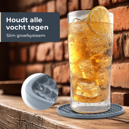 Castagnola Silikon-Untersetzer - Untersetzer für Gläser - Design-Untersetzer mit Halter - Untersetzer-Set - Anti-Rutsch - 6er-Set - Grau