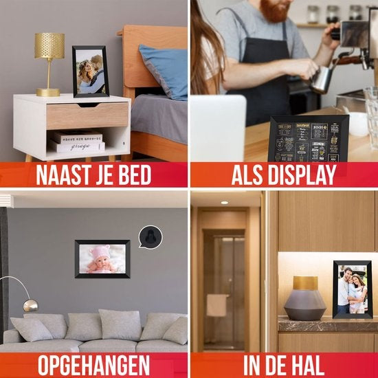 Strex Digitaler Fotorahmen mit WiFi - 10,1-Zoll-Touchscreen - Frameo Software über App