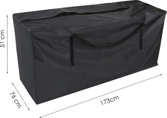Gartenkissentasche - Schwarz - 173 x 76 x 51 cm - Aufbewahrungstasche für Gartenmöbelkissen - Gartenstuhlkissentasche - Gartenset Kissen Aufbewahrungstasche