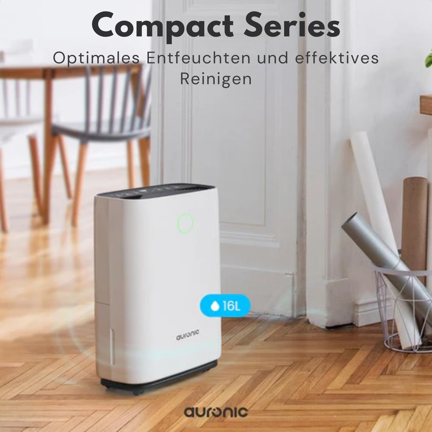 Auronic Luftentfeuchter - 16 l Kapazität pro Tag - Wash-Dry-Funktion - Nachtmodus - Für Schlafzimmer & Wohnzimmer - Weiß & Kunststoff