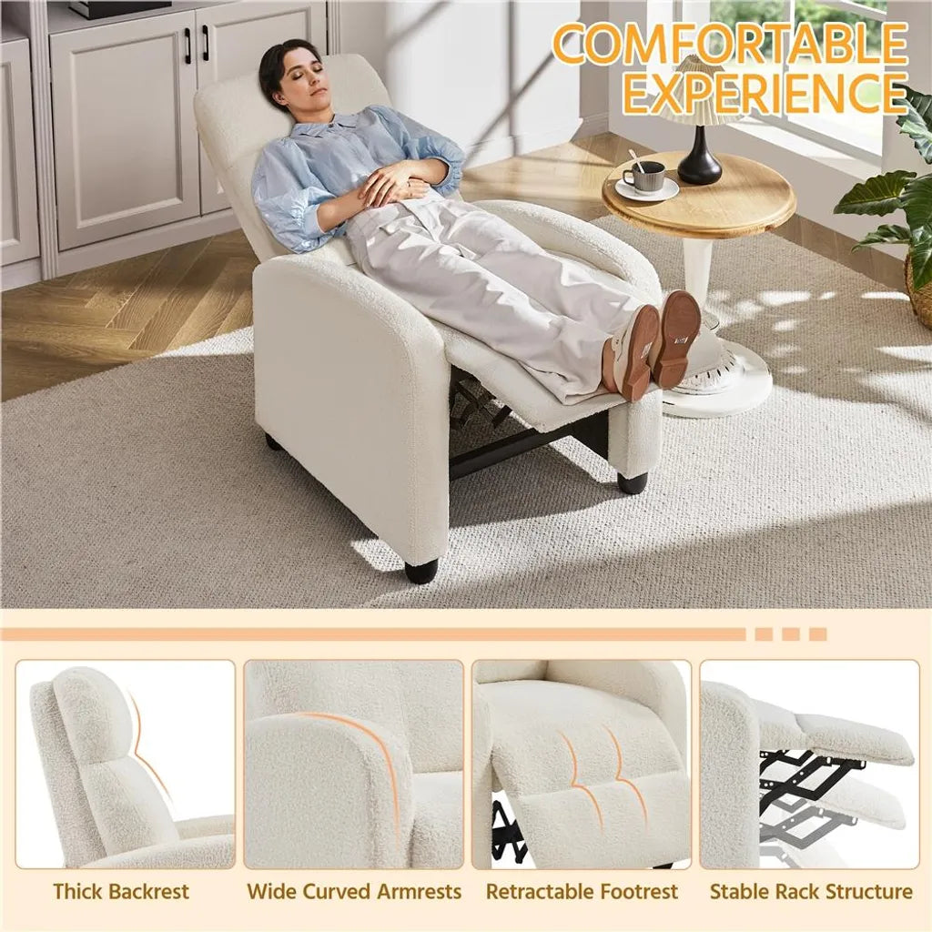 Yaheetech Relaxsessel, TV-Sessel mit Schlaffunktion, Weiß