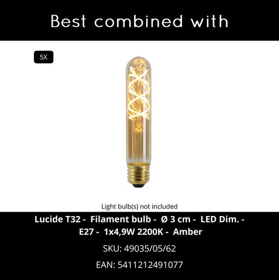 Lucide JOANET – Hängeleuchte – Ø 66 cm – 2xE27 – Fumé