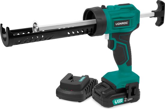 VONROC Akku-Sprühgerät 20V - Schubkraft 1,18kN/120kg - Anti-Tropf-System - variable Geschwindigkeitsregelung - geeignet für alle gängigen Kit-Patronen - Inkl. 2.0Ah Akku und Schnellladegerät