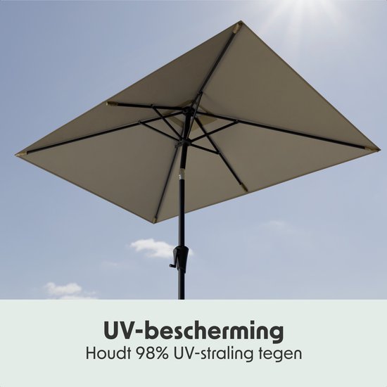 LifeGoods Sonnenschirm - Garten - 210x140cm - 30° neigbar - Wasserdicht - UPF50+ - Taupe