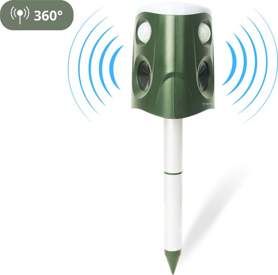 Tenify Ultraschall-Katzenabwehr - Große Reichweite - 360 Grad - Solarbetrieben - USB Wiederaufladbar - Katzenschreck - Abwehr - Schädling - Vogel - Tiere - Mäuse - Rattenabwehr